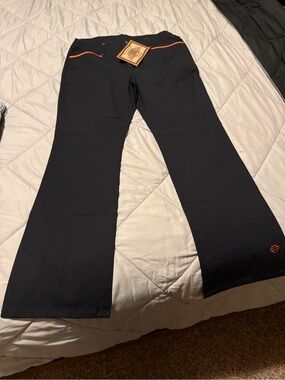 Harley Davidson Black Flared Pants with Orange Trim